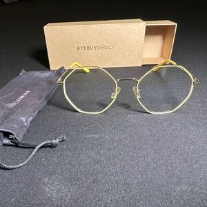 EyebuyDirect Altar Glasses Frames 54-19-145 C2‎ Yellow Metal Octagon Silver